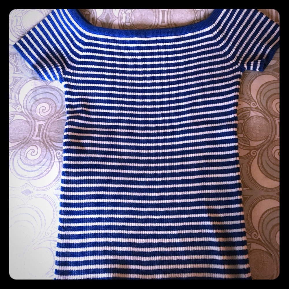 Madewell Off The Shoulder Stripe Ribbed Top